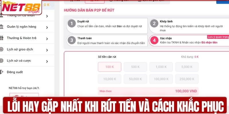 Lỗi hay gặp nhất khi rút tiền và cách khắc phục 