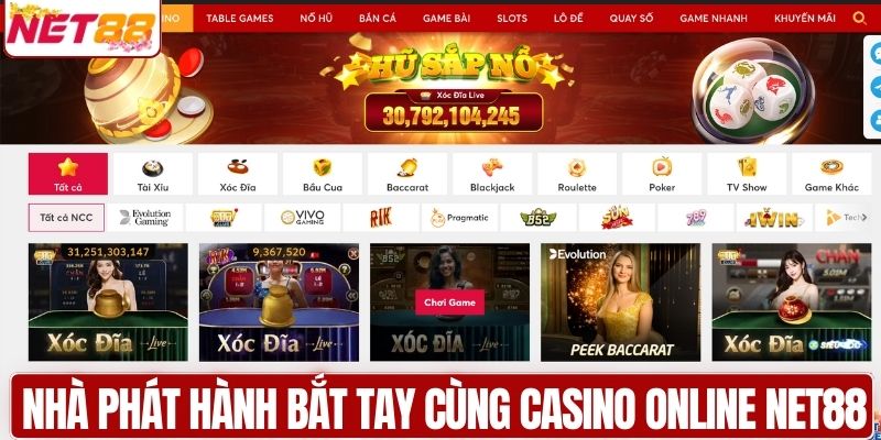 Nhà phát hành bắt tay cùng casino online NET88