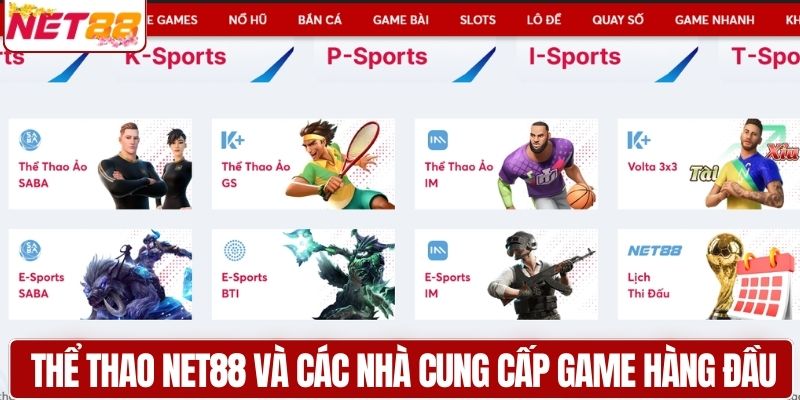 Thể thao NET88 và các nhà cung cấp game hàng đầu